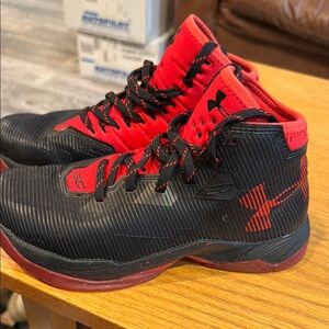 Under Armour Black and Red High-Top Sneakers